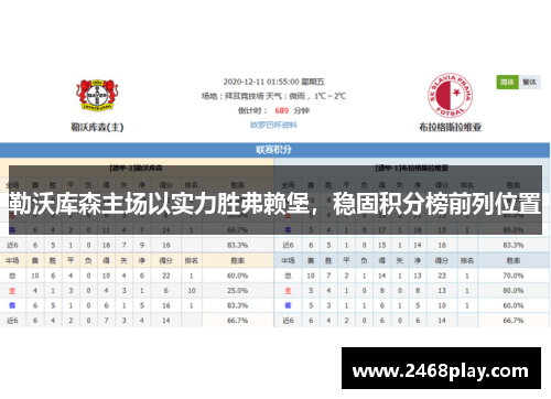 勒沃库森主场以实力胜弗赖堡，稳固积分榜前列位置